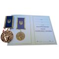 Награда Collection Защитнику Украины с архангелом + бланк 35х3 мм Золотистый (hub_evzpln), купити в Україні, зображення 1