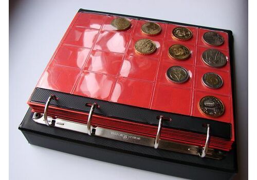 Альбом для монет Schulz с футляром на 221 монету красные листы Черный (fcsr61), фото 4