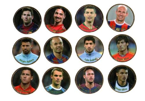 Набор сувенирных монет Collection Звезды мирового футбола 1 гривна 26 мм 12 шт Разноцветный (hub_jbyae6), фото 1