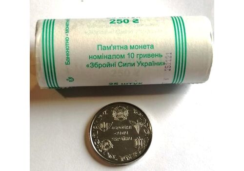 Ролл монет Mine 2021 Вооруженные Силы Украины ВСУ 10 гривен 25 шт 30 мм Серебристый (hub_qv3ct0), фото 3