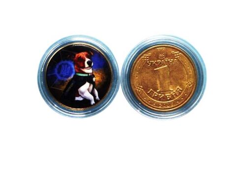 Сувенирная монета Mine Пес Патрон 1 гривна 26 мм Золотистый (hub_81gqd6), фото 1