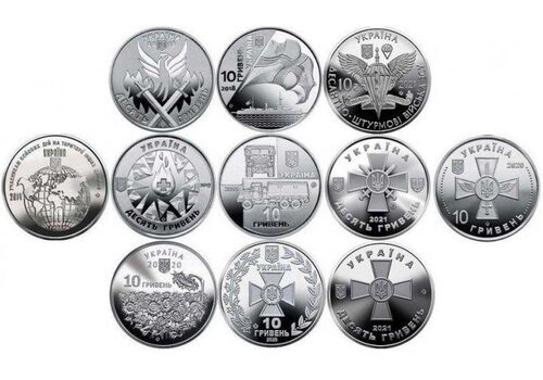 Набор монет Collection Вооруженные Силы Украины 10 гривен ВСУ 30 мм 12 шт Серебристый (hub_ylj442), фото 3