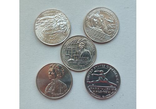 Набор монет Collection США 25 центов 2023 женщины Америки 5 шт 20.2 мм Серебристый (hub_lf01uf), фото 2