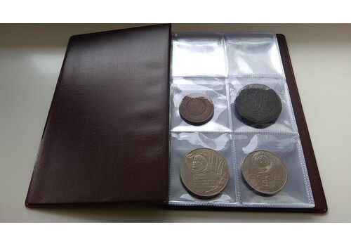 Альбом для монет Monet 130х185 мм на 60 крупных ячеек Темно-красный (hub_tyoyde), фото 3