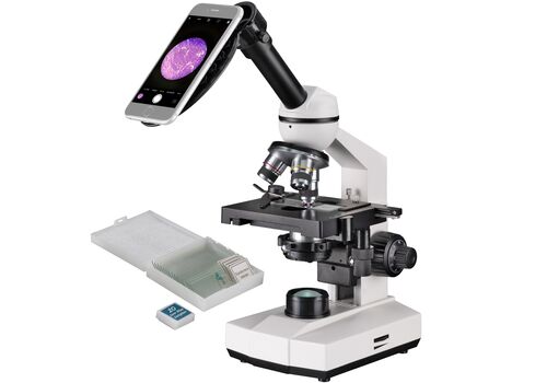 Мікроскоп Bresser Erudit Basic Mono 40x-400x з адаптером для смартфона + кейс (5102100), фото 1