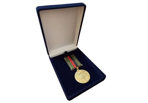 Медаль с удостоверением в футляре Collection Доброволец АТО 100x32 мм Золотистый (hub_xveqzl), фото 1