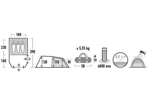 Намет тримісний High Peak Atmos 3 Dark Grey/Green (11535), фото 11