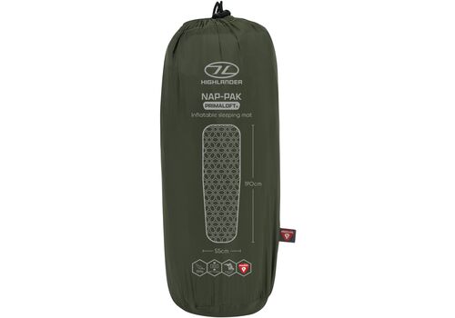 Килимок надувний Highlander Nap-Pak Inflatable Sleeping Mat PrimaLoft 5 cm Olive (AIR072-OG), фото 5