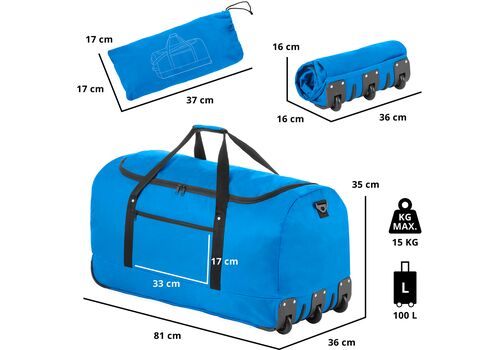 Сумка дорожня на колесах TravelZ Wheelbag 100 Liter Blue (603093), фото 5