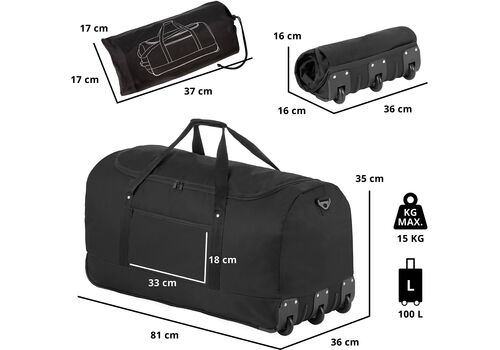 Сумка дорожня на колесах TravelZ Wheelbag 100 Liter Black (603091), фото 4