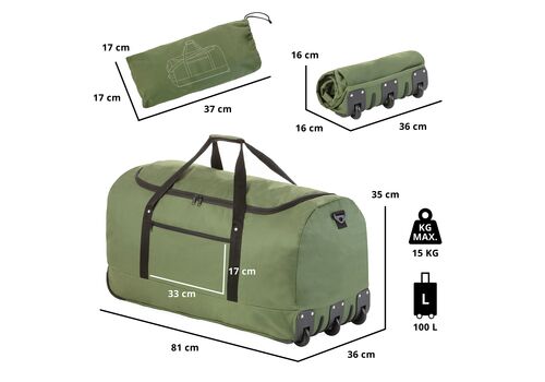 Сумка дорожня на колесах TravelZ Wheelbag 100 Liter Green (603095), фото 6