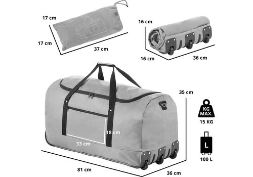 Сумка дорожня на колесах TravelZ Wheelbag 100 Liter Grey (603092), фото 6