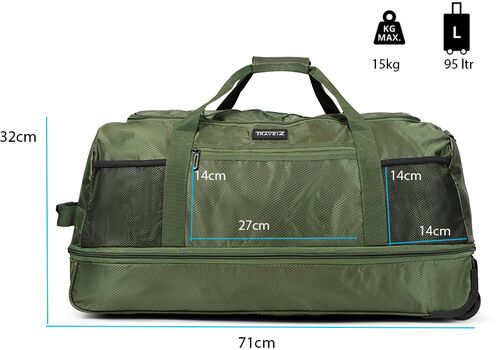 Сумка дорожня на колесах TravelZ Wheelbag Doubleloader foldable green  (603097), фото 4