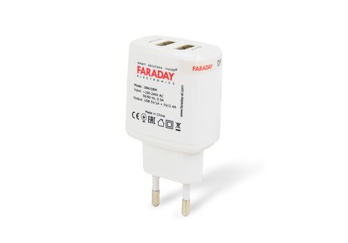 Блок живлення Faraday Electronics 18W/OEM з 2 USB виходами 5V/1A+2.4A, фото 1